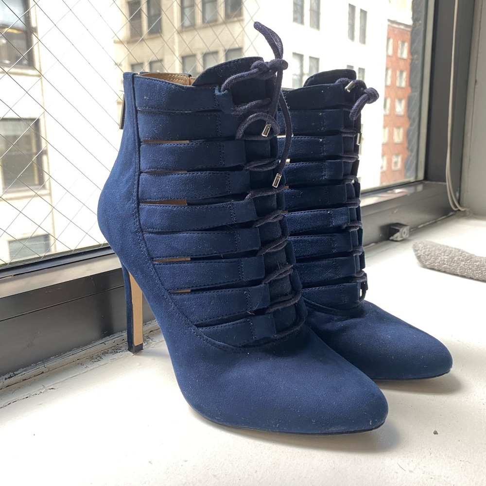BCBG Booties Navy Blue Suede